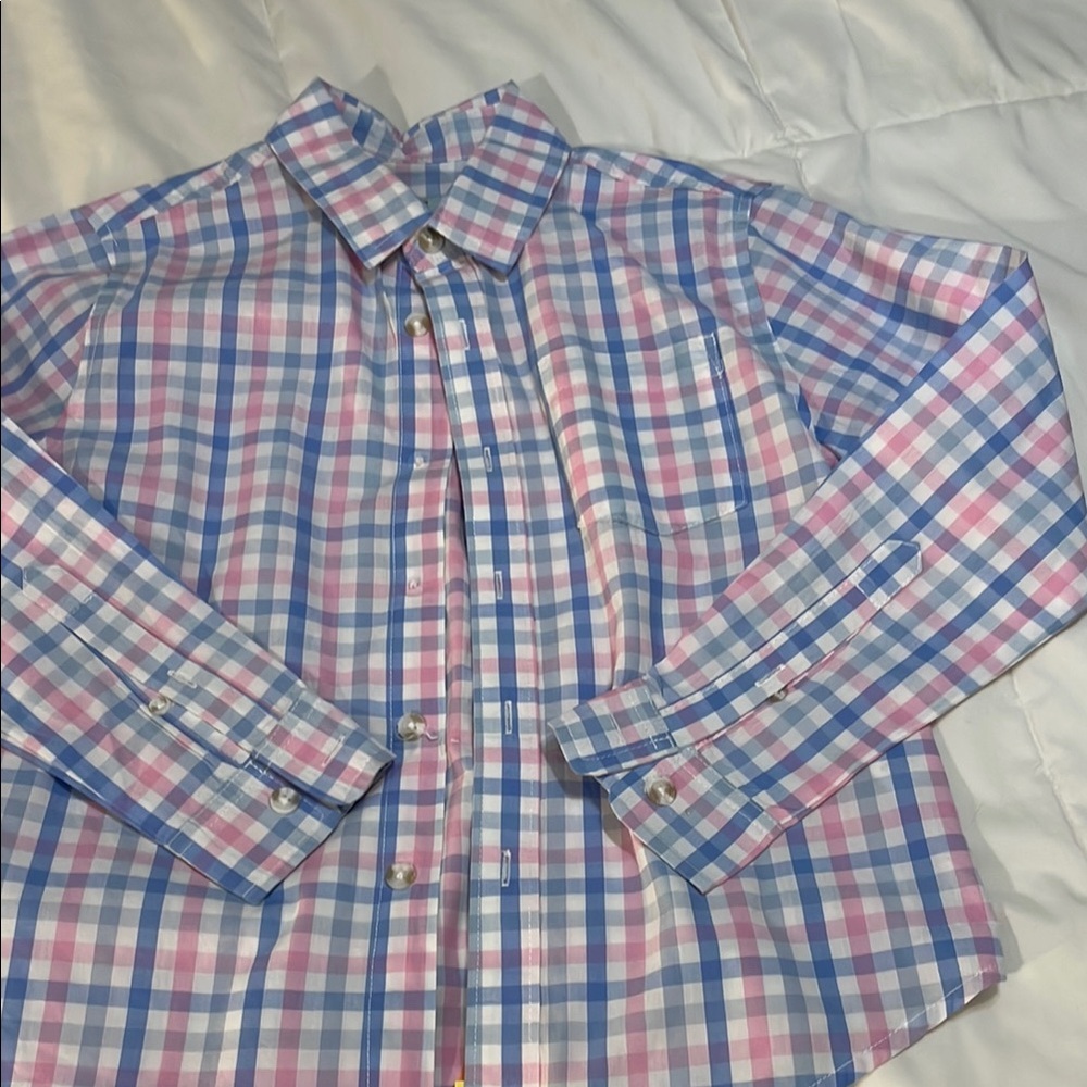 Boy’s Class Club 8 pink/blue plaid button-down shirt